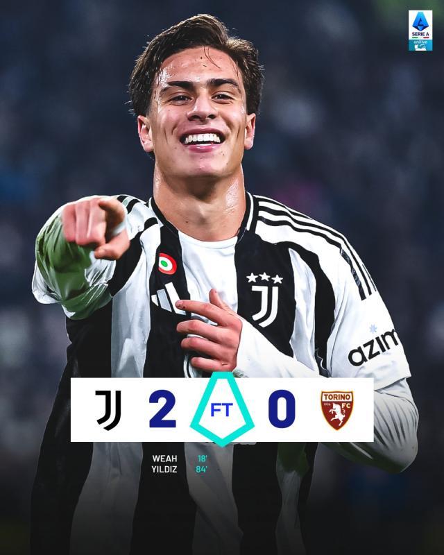 开云中国-【意甲】尤文2比0都灵，蒂莫西·维阿、耶尔德兹进球